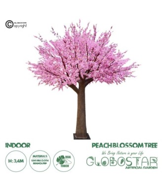 GloboStar® Artificial Garden PEACH BLOSSOM TREE 20159 Τεχνητό Διακοσμητικό Δέντρο Ανθισμένη Ροδακινιά Υ340cm